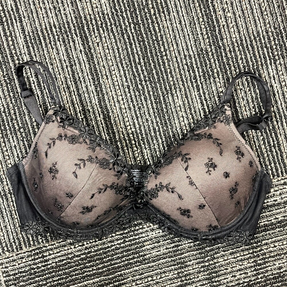 Ambrielle Womens Extreme Push Up Plunge Underwire Bra Floral T-Shirt 36D